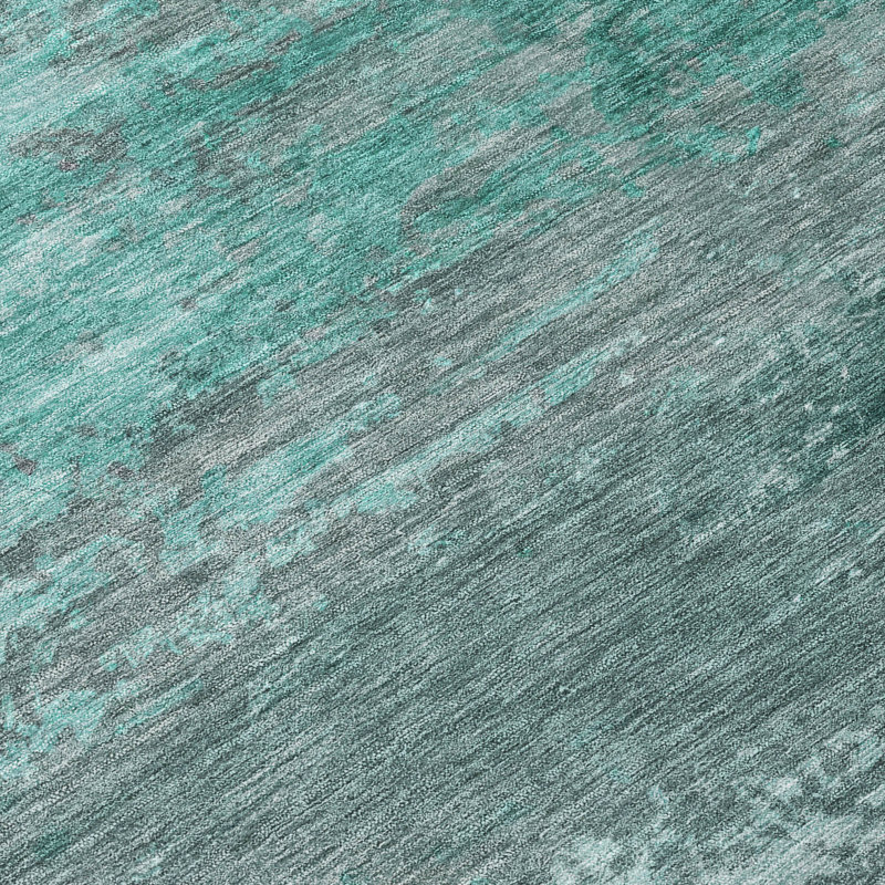 Tapis bleu sarcelle lavable à la machine intérieur / extérieur Xhevrie, Rectangle 5 pi x 7 pi 6 po