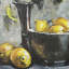 «Still Life with Tangerine a Hand Embelished», reproduction d'art encadrée