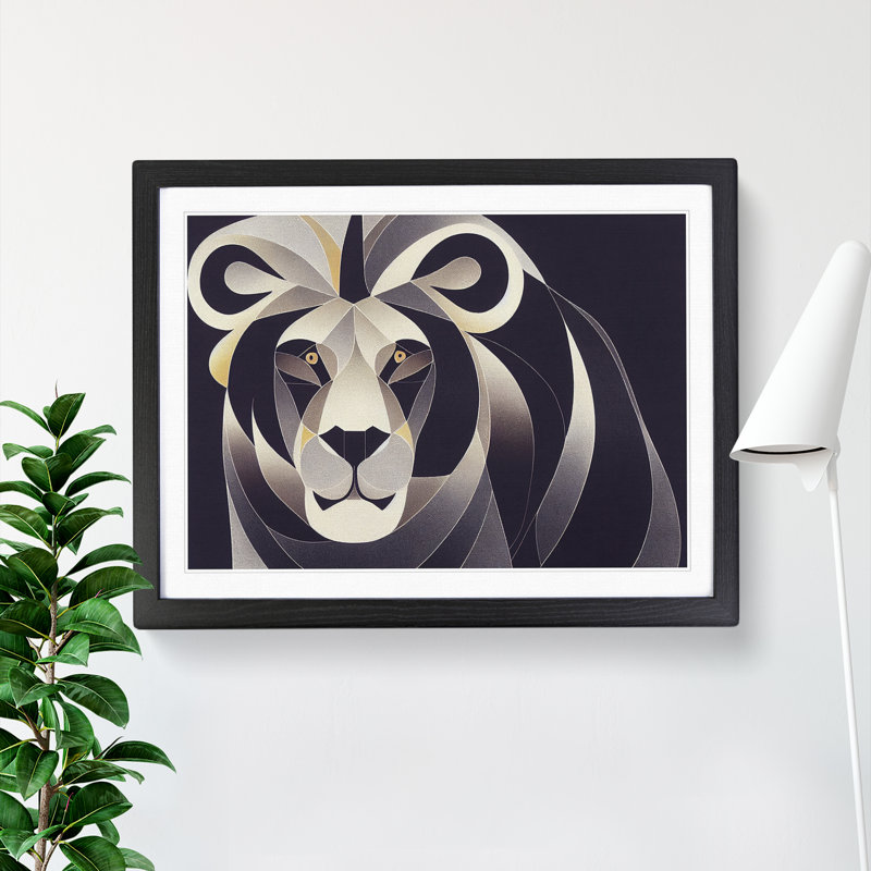 Cosmopolitan Abstract Lion - Framed Print, Black, 25cm H x 34cm W x 2cm D
