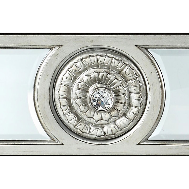 Superbe table de chevet à miroir en argent - Garniture géométrique exquise, rangement spacieux et glamour
