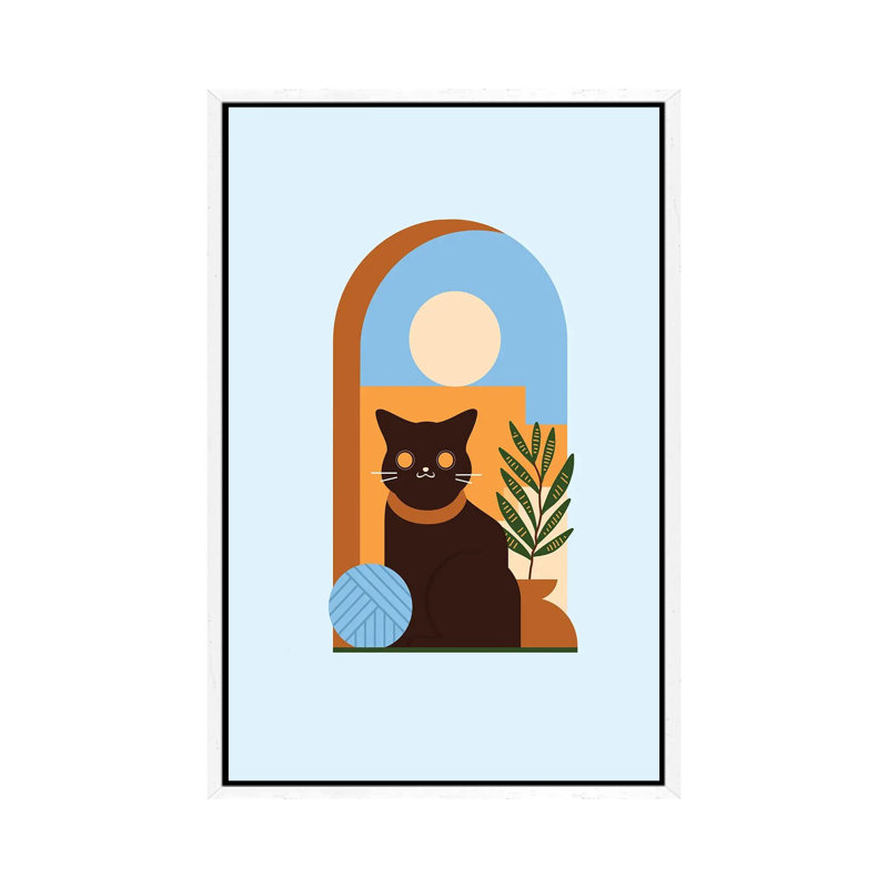 Teracotta Cat - Print on Canvas, White Framed, 152.5 cm H x 101.5 cm W