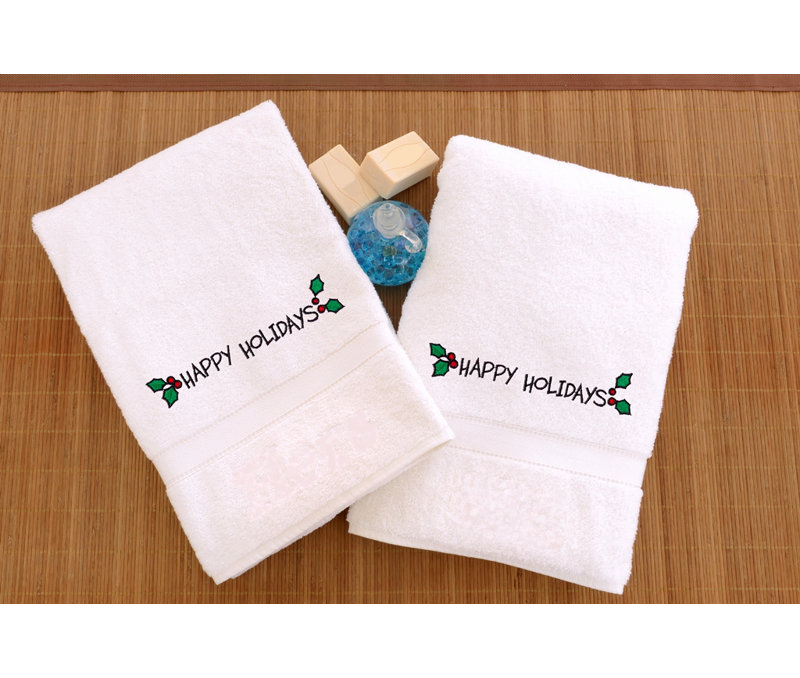 Terry Happy Holidays Turkish Cotton Hand Towel