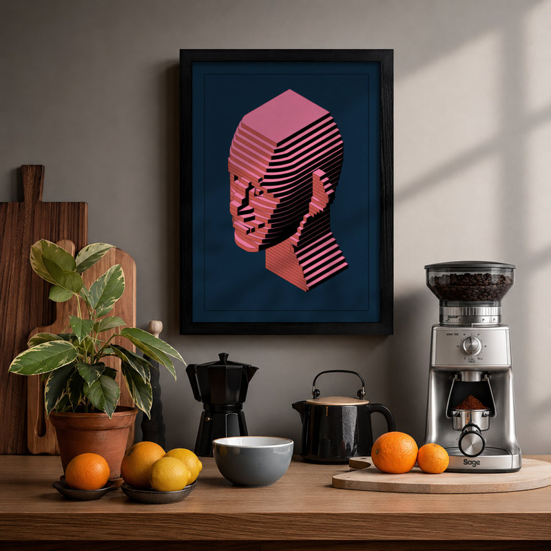 Isometric Head Study Geometric - Print, Black, A4 - 29.7 x 21.0 cm