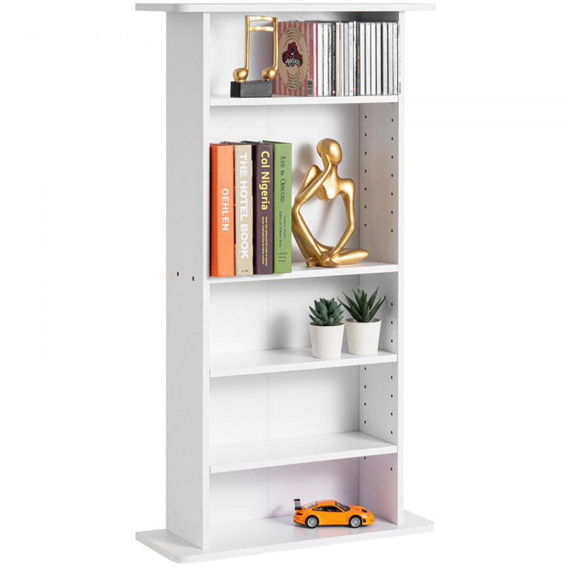 Armoire de rangement pour média, tablette DVD 5 couches pouvant contenir 240 CD, tablettes CD réglables 5 compartiments