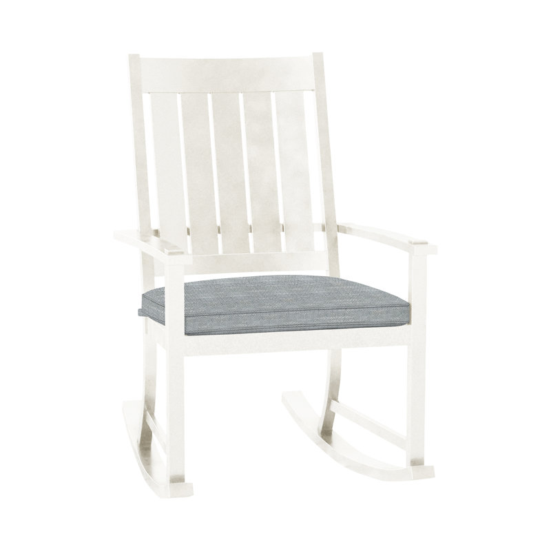 Outdoor Club Rocking Metal Chair with Cushions, French Linen, Rollo Chambray InsideOut® Linen, Welt
