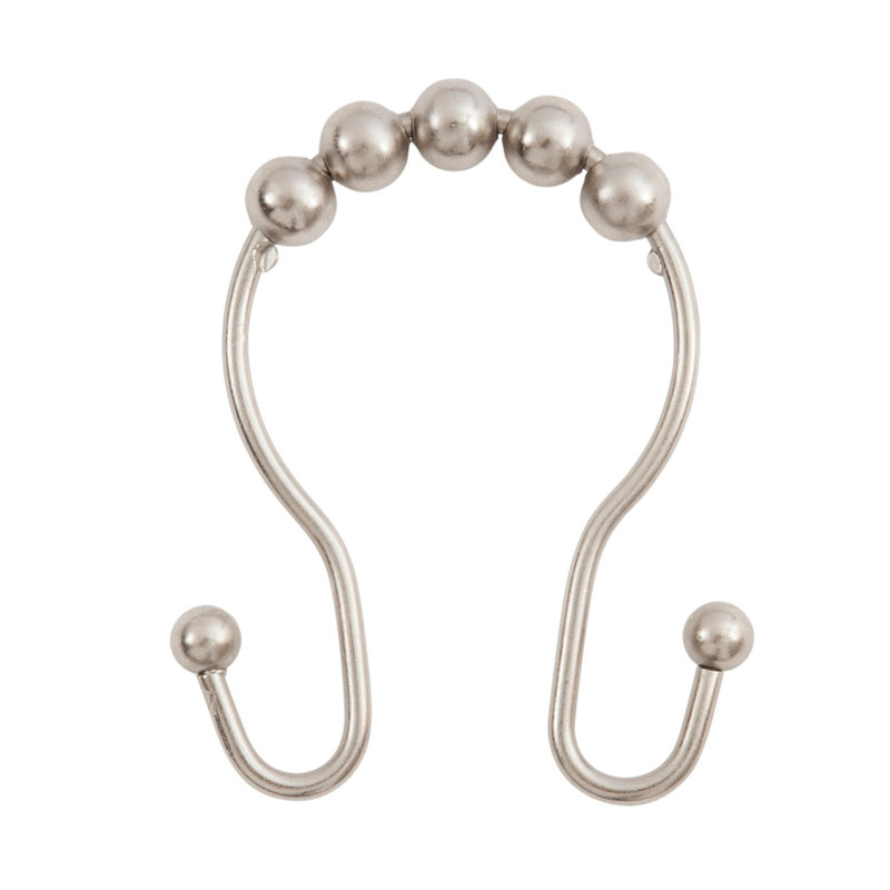 Metal Rust Resistant Shower Curtain Hook, Brushed Nickel