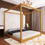 Lit plateforme à baldaquin très grand avec pieds en bois-781399314-781399313