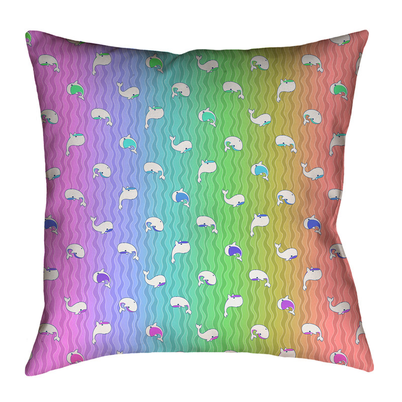 Katelyn Elizabeth Animal Print Reversible Pillow Cover, 14" x 14", White/Blue/Pink, Cotton Twill