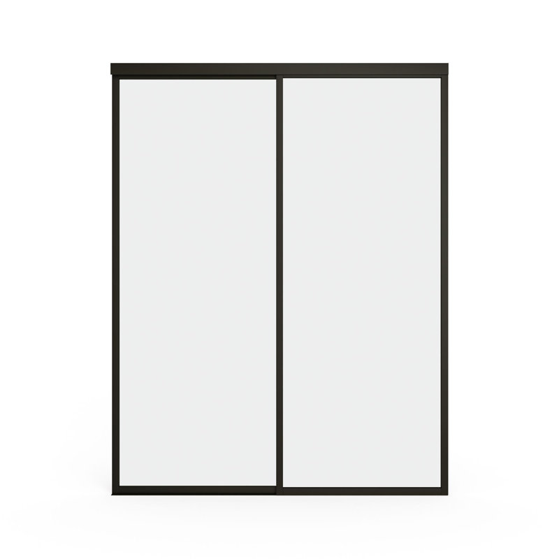 Paravent à panneau coulissant en verre transparent - Structure en aluminium avec technologie Silent Glide, L 60 po x H 80 po