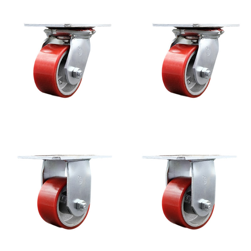 Poly on Cast Iron Caster, Red
