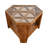 Hexagon Solid Wood Tempered Glass Coffee Table with Storage Shelf, Warm Natural