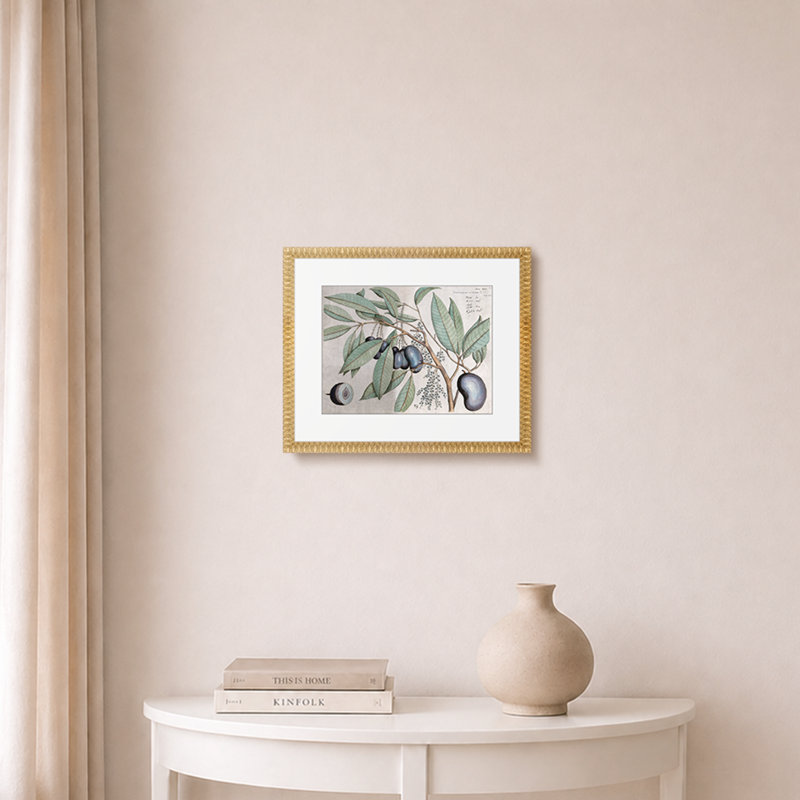 Martha Stewart Bedford, art mural en papier, «Orchard Botanical: Plum Branch», 17,75 po x 21,75 po, décor de salon et de chambre à coucher, encadré