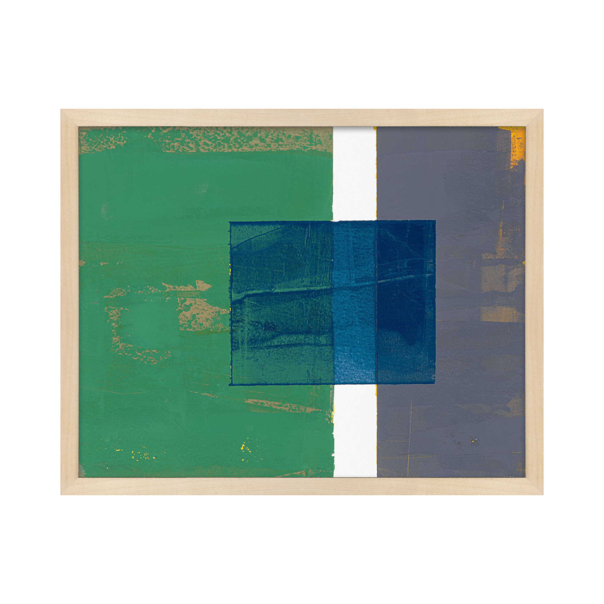 Bold In Blue 1 by Andrea Stokes, 16" H x 20" W x 1.25" D, Brown Framed