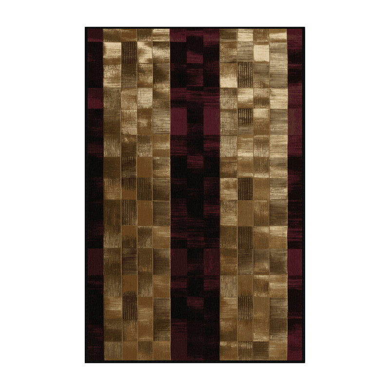 Tapis botanique brun lavable à la machine, Rectangle 5 pi x 8 pi