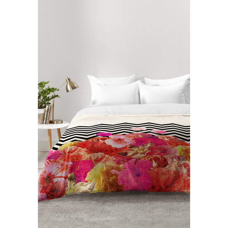 Ensemble d'édredon à chevrons Flora, Édredon double / grand + 2 taies décoratives sta