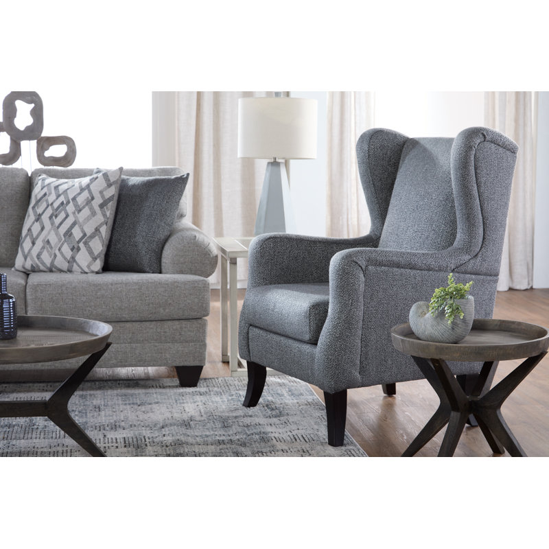 11400 Polyester Wingback Chair, Off White Polyester Blend
