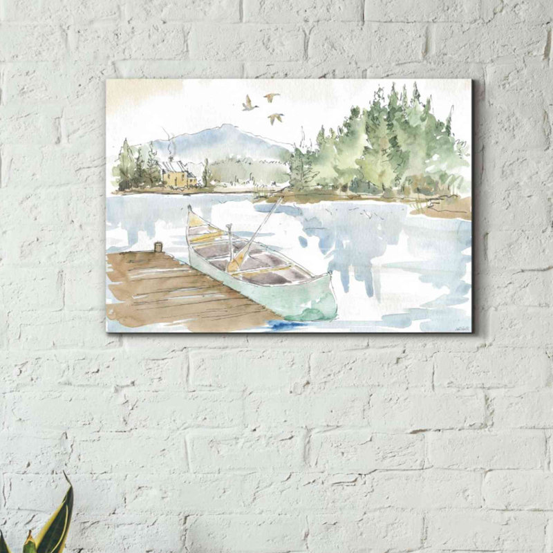 «Lakehouse I» par Anne Tavoletti, art mural sur toile, H 18 po x l 26 po x P 0,75 po
