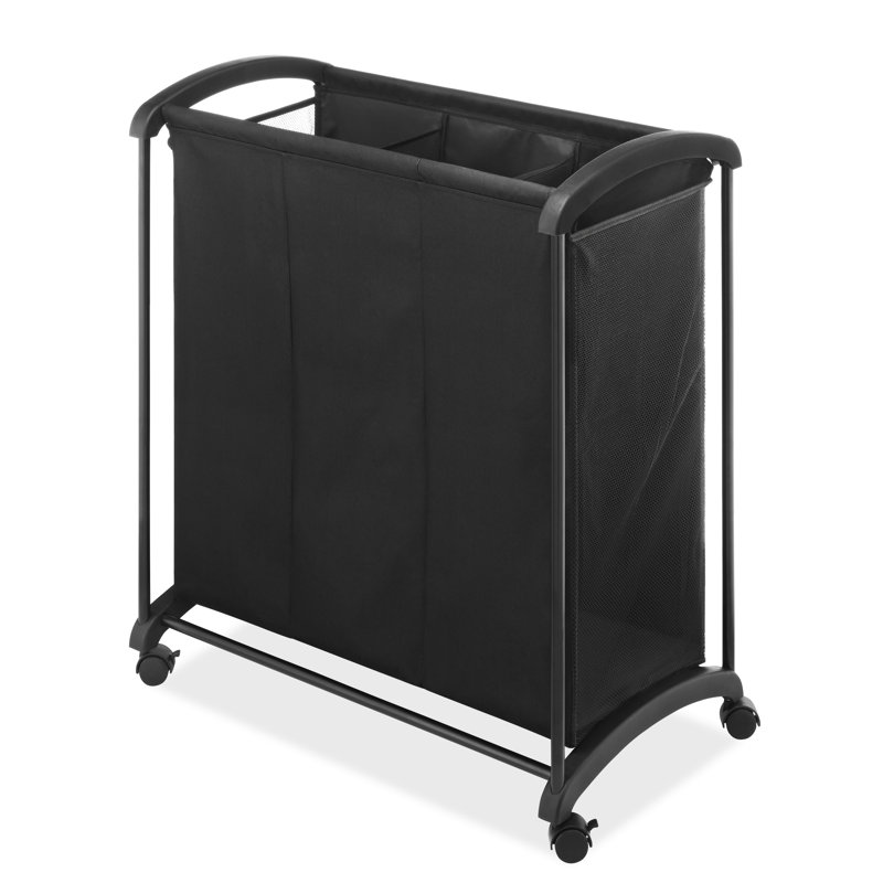 Trieur de linge à 3 sections avec roulettes Whitmor - Noir