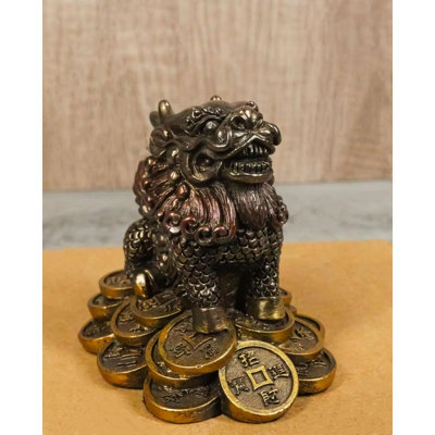 Feng Shui Fortune Money Dragon Chi Lin Yang Energy Gold Coins Charm Figurine
