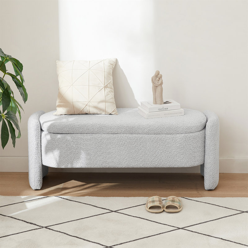 Banc de rangement rembourré Borkovany, Gris