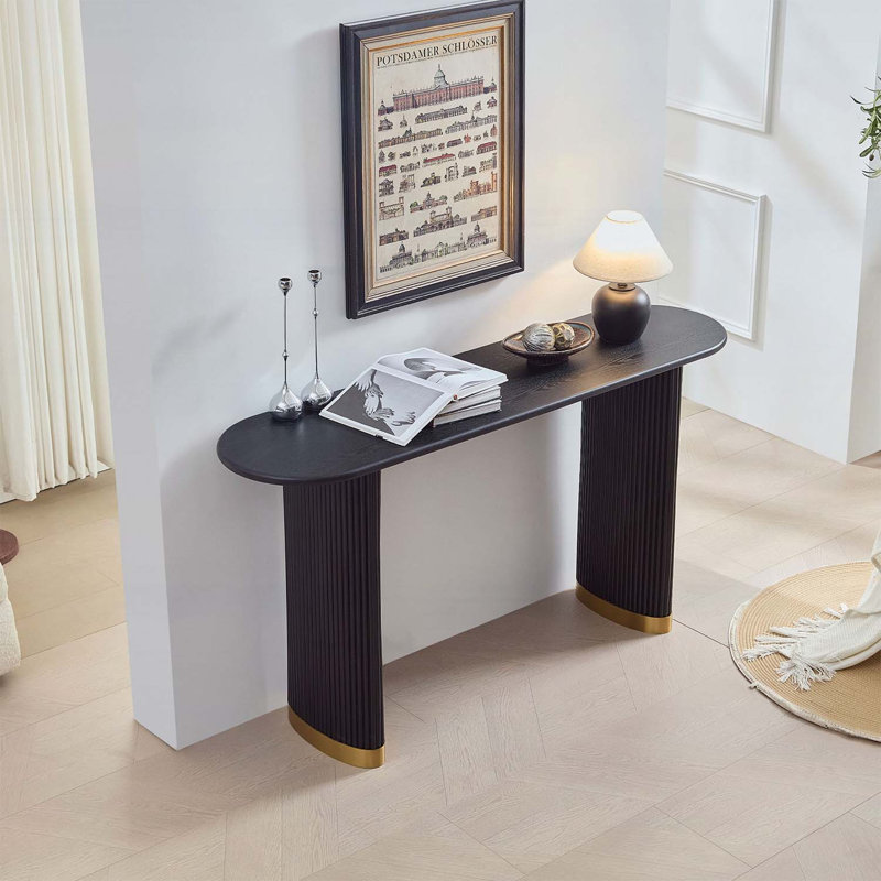 Console moderne avec pieds en acier inoxydable, Noir