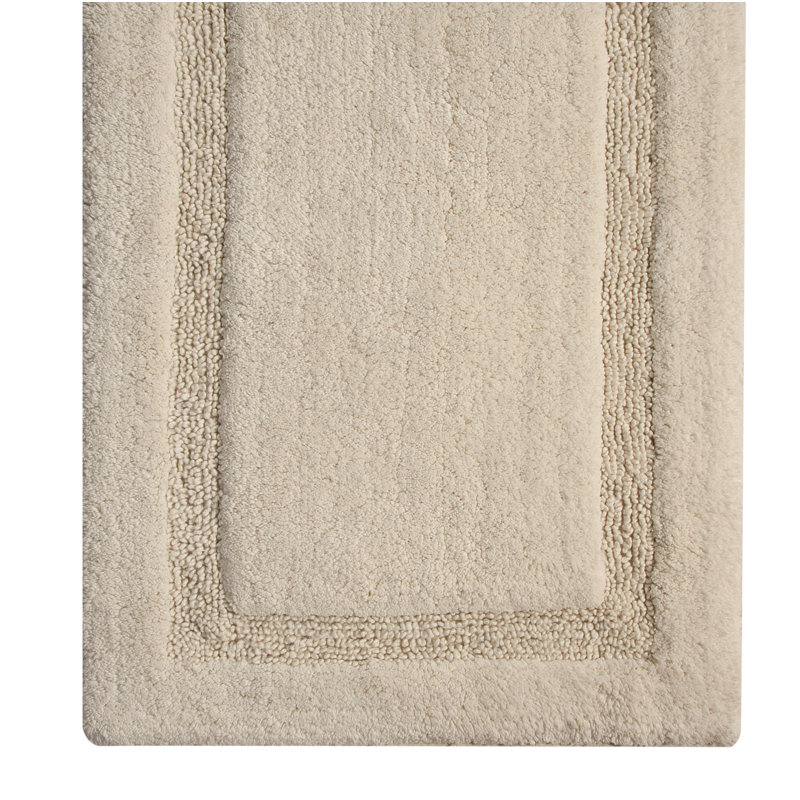 Ensemble de tapis pour salle de bain à rayures 100% coton Purifoy, Ivoire