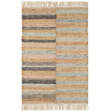 Hand Woven Jute and Cotton Striped Area Rug