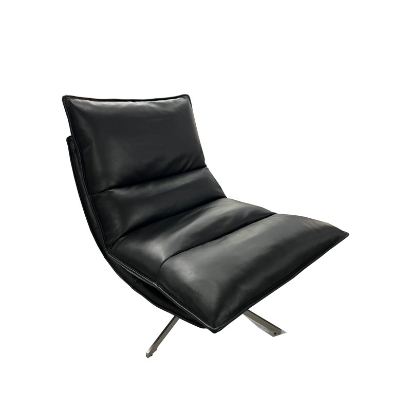 Chaise d'appoint en cuir pleine fleur Alton , Cuir véritable noir