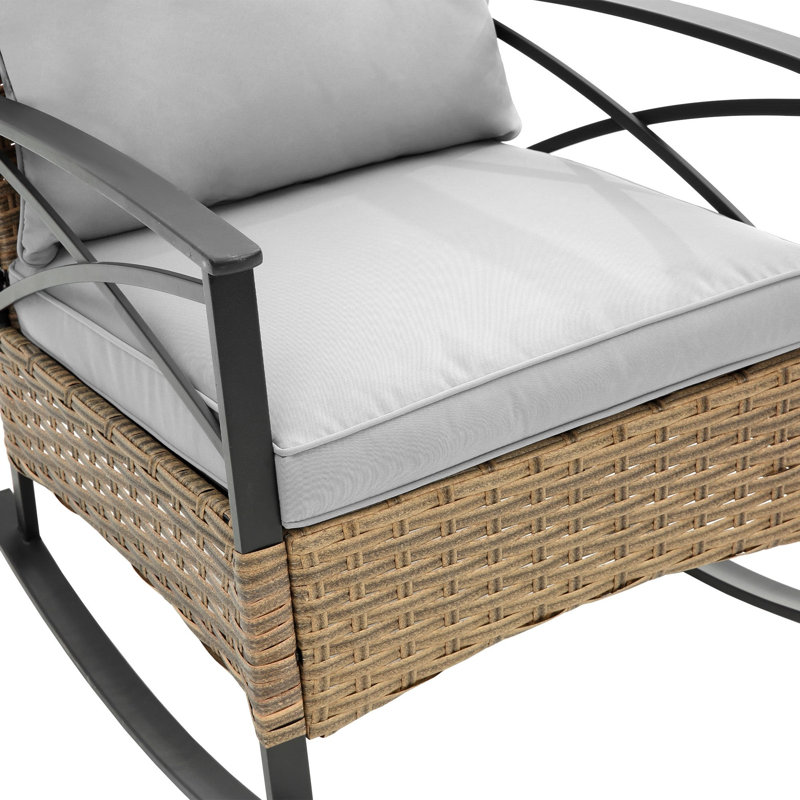 Ensemble de chaises d'extérieur en osier 3 pièces avec table d'appoint, Gris