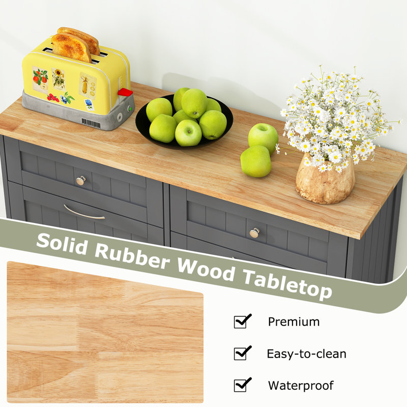 Ariyonna Solid Wood Top Kitchen Cart