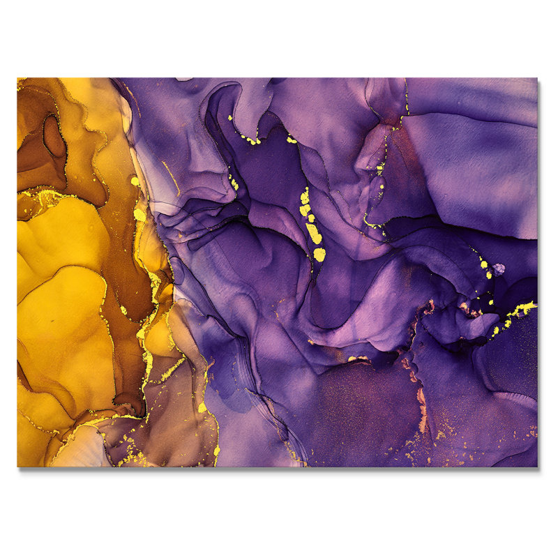 «Mauve et brun», reproduction d'art sur toile abstraite de luxe, H 16 po x l 32 po, Toile tendue