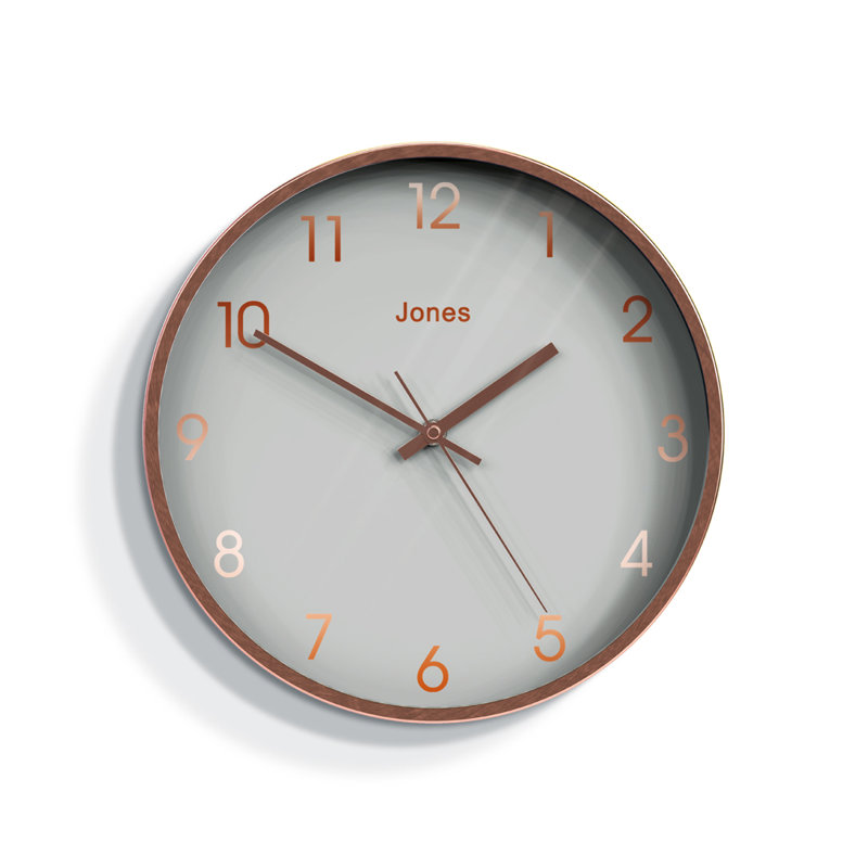Metal Wall Clock, Brushed Rose Gold