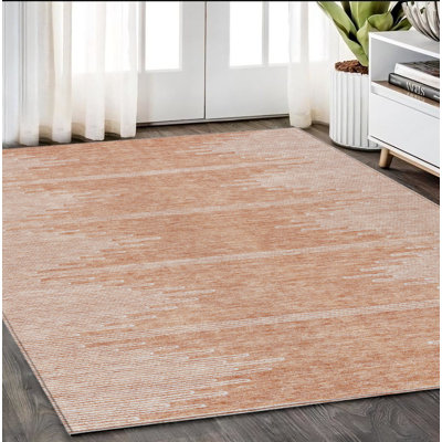 Tapis extérieur lavable abstrait saumon et ivoire 5 pi x 8 pi