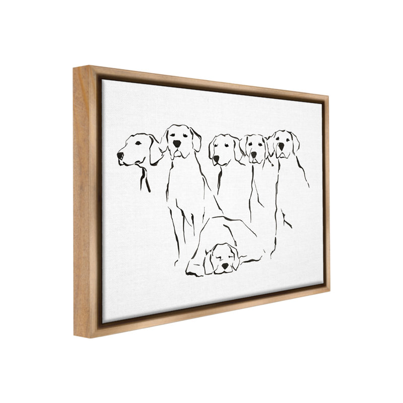"Minimal Dogs Doodle" par Ethan Harper sur toile, Cadre flottant orme Montalcino, H 17 po x l 21 po