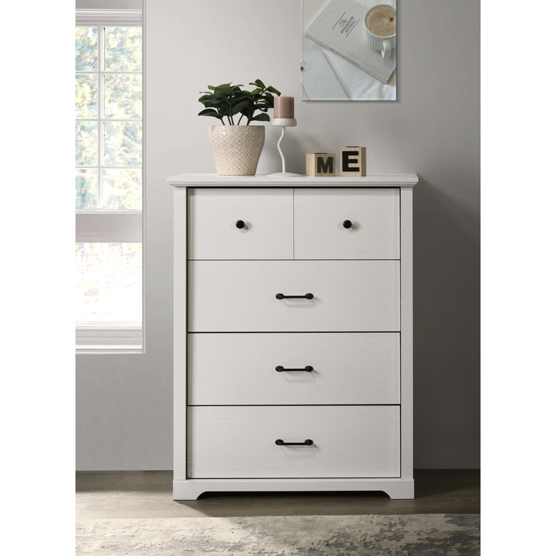 Commode 4 tiroirs avec poignées Elara, Blanc