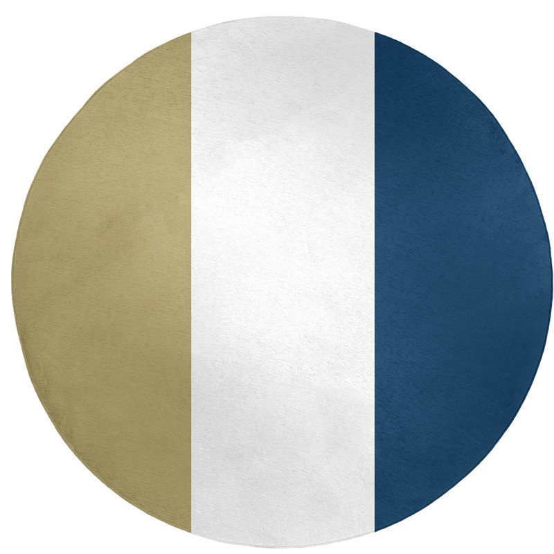 Tapis doré/bleu, Rond 5 pi