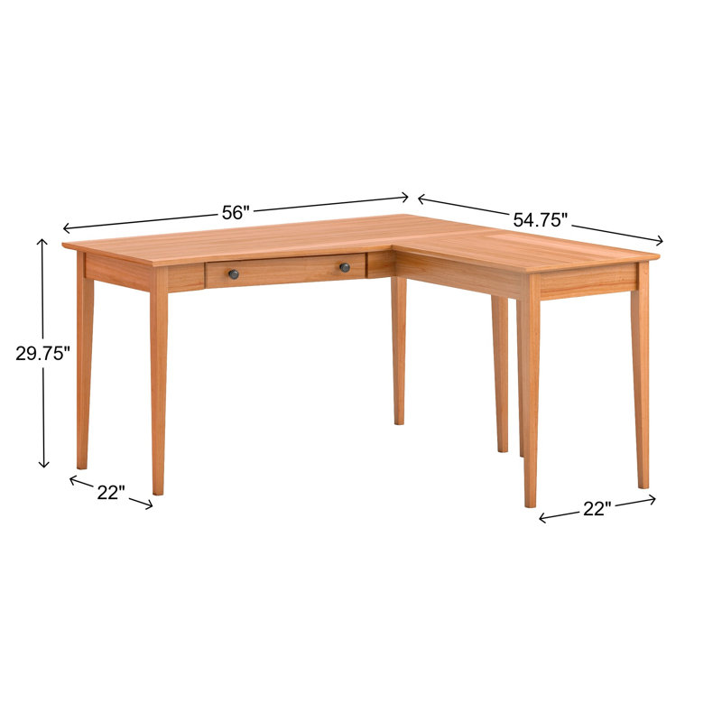 Bureau en L en bois massif Malani, Natural