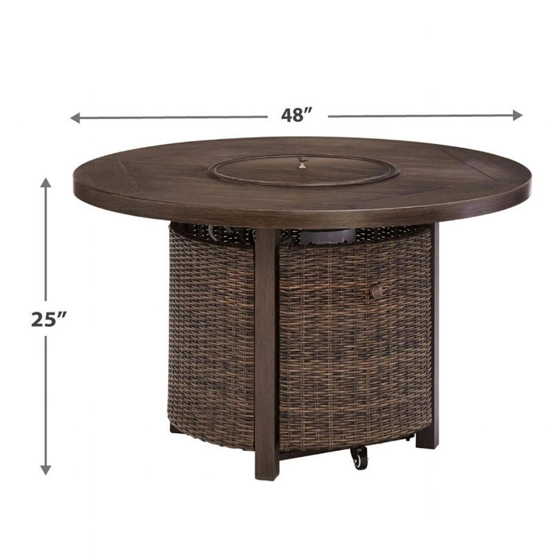 Time Round Wicker Fire Pit Table with Lid