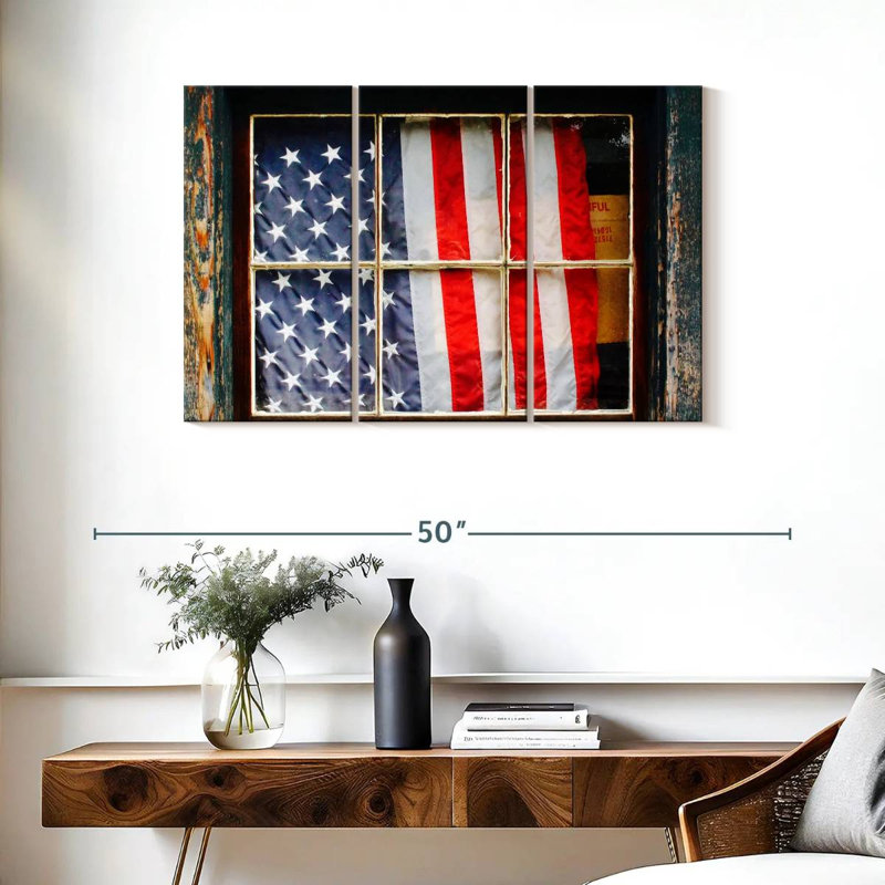 Borges American Flag On Window, 24" H x 38" W