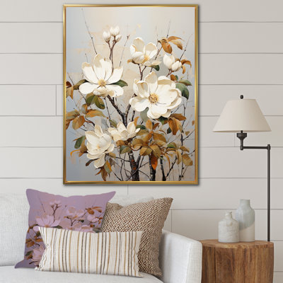 Mélodie douce de magnolia beige sur toile