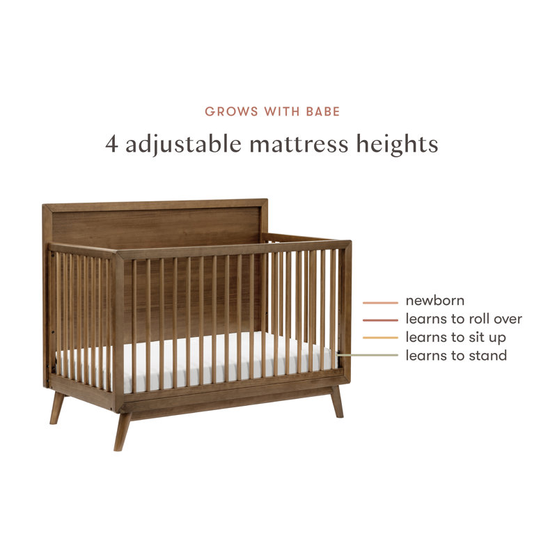 Palma 4-in-1 Convertible Crib with Toddler Bed Conversion Kit, Natural Walnut