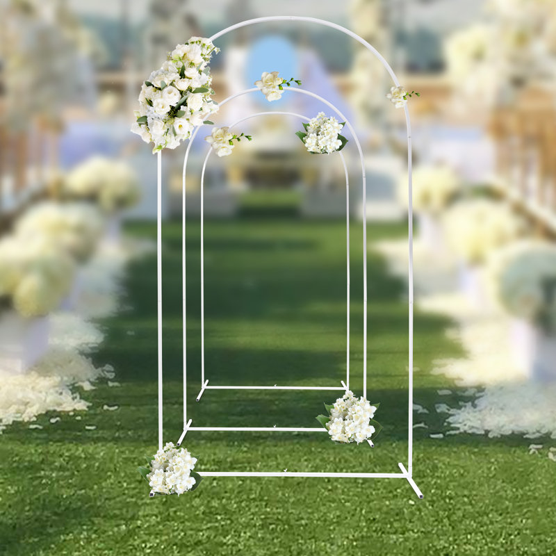 Ensemble de 3 supports en acier pour fond et enseignes de mariage, Blanc