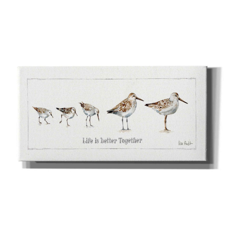 «Pebbles and Sandpipers I» par Lisa Audit, art mural sur toile, H 12 po x l 24 po x P 0,75 po