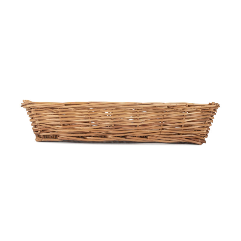 Lily Manor Wicker Tapered Tray Basket, 8cm H x 42cm W x 30cm D