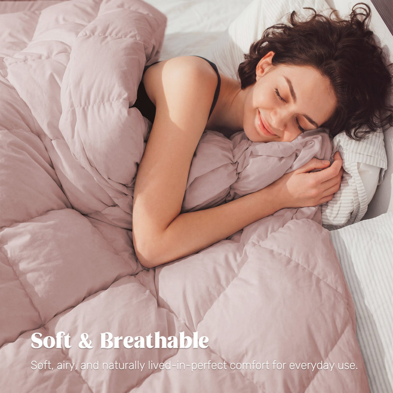 All-Season Duvet – Plush Goose Down & Breathable Comfort, Grayish Pink, Full/Queen