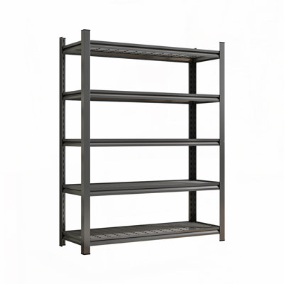 5-Layer Metal Storage Rack, Garage Shelves, Adjustable Height Partition
