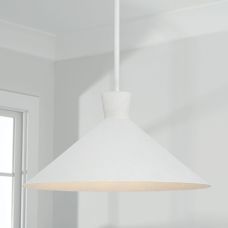 Textured White Modern Cone Pendant Light