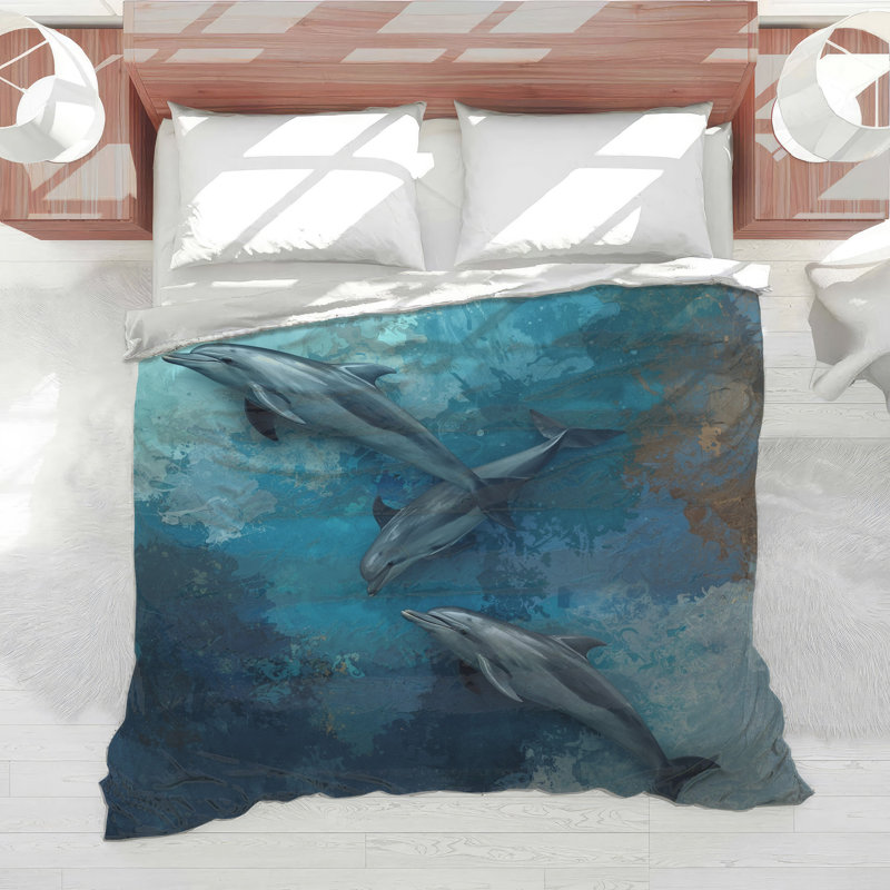 Dolphins In Ocean Comforter, King
