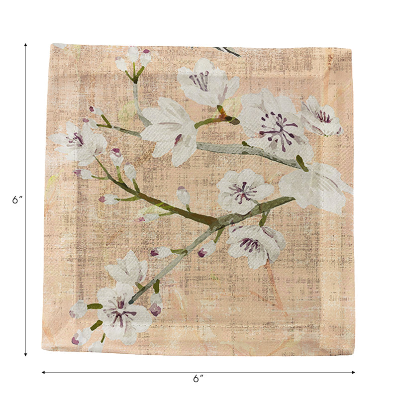 Blossom Fantasia Cotton Sateen Cocktail Napkins, Romance