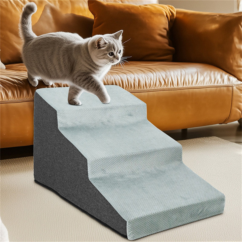 Pet Stairs With Steps, 3 Steps (15.55" H x 25.59" W x 15.35" D)